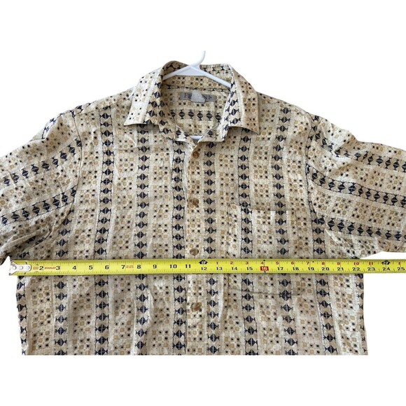 Feldini Shirt Mens Medium Geometric Short Sleeve Button Up Pocket - Picture 6 of 8